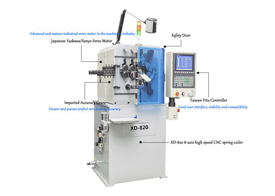XD-820 8-Axis Hochgeschwindigkeitsfrühlings-umwickelnde Maschine macht Drahtdurchmesser 0,5 bis 2.0mm